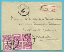 713 (X6) Op Brief Aangetekend Met Stempel VISE - 1935-1949 Kleines Staatssiegel