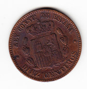 ESPAGNE       KM  675      1879,  10 CENTIMOS, AU.     ( 42 ) - Monnaies Provinciales