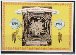 1358 Nicaragua 1984 Errore Mistake - Titolo Dell ' Affresco Errato. (Leggi) Sheet Perforato - Fehldrucke