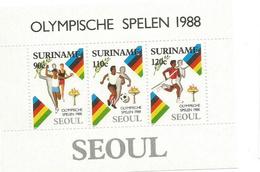 1988 Surinam Seoul Summer Olympics Souvenir Sheet MNH - Summer 1988: Seoul