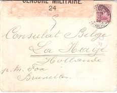 ARMEE BELGE EN CAMPAGNE LETTRE VERS LES PAYS-BAS CENSURE MILITAIRE N° 24 + CACHET C.F. - Army: Belgium