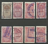 SCHWEDEN Sweden Ca 1880-1895 Lot 8 Stempelmarken Documentary Stamps O - Fiscaux