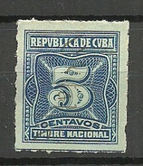 KUBA Cuba Revenue Tax Steuermarke Postage Due O - Portomarken