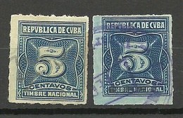 KUBA Cuba White + Blue Paper Revenue Tax Steuermarke Postage Due O - Portomarken