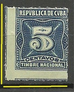 KUBA Cuba Error Perf Swift Revenue Tax Steuermarke Postage Due O - Portomarken