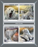 Mozambico 2017, Animals, Polar Bears, 4val In BF - Fauna Artica