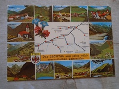 D147246 Austria Lechtal Tirol Holzgau Gramais Namlos Madau Stanzach Steeg  -map Carte - Lechtal