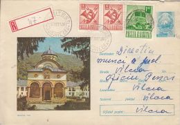 57165- COZIA MONASTERY, ARCHITECTURE, REGISTERED COVER STATIONERY, 1971, ROMANIA - Abdijen En Kloosters