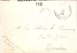 ARMEE BELGE EN CAMPAGNE LETTRE EN FRANCHISE VERS POPERINGHE BANDE DE CENSURE N° 118 - Esercito Belga