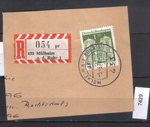 BRD Einschreiben Mi. 502 Stempel Mülhein A. D. Ruhr Auf Fragment - Etiquettes 'Recommandé' & 'Valeur Déclarée'