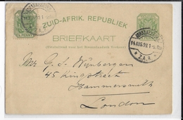 TRANSVAAL (SOUTH AFRICA) - 1899 - CARTE ENTIER POSTAL De JOHANNESBURG => LONDON (ENGLAND) - Transvaal (1870-1909)