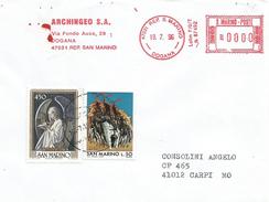 San Marino 1996 Dogona Meter Franking Unrecorded Angel Cover - Briefe U. Dokumente