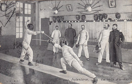 INFANTERIE LA SALLE D ARMES ESCRIME ( Fleuret ) CIRCULEE TIMBREE 1912 Publicité Biscuits FELIX De RAZOUT - Scherma