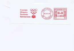 San Marino 2007 Serravalle Meter Franking Unrecorded Olympic Games Committee Slogan Cover - Cartas & Documentos