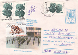 BV6815  ERROR, MILITARY PARADE, RARE COVERS STATIONERY,SHIFTED PICTURE, 1995 ROMANIA. - Abarten Und Kuriositäten