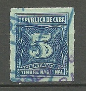 KUBA Cuba Revenue Tax Steuermarke Postage Due 5 Cts. O - Portomarken