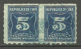 KUBA Cuba Revenue Tax Steuermarke Postage Due 5 Cts. Im Paar O - Timbres-taxe