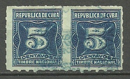 KUBA Cuba Revenue Tax Steuermarke Postage Due 5 Cts. Im Paar O - Postage Due