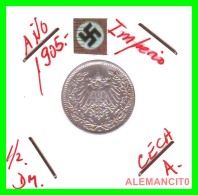 GERMANY  -  IMPERIO - DEUTSCHES REICH - 1/2  MARK  SILVER . AÑO 1905-A - 1/2 Mark