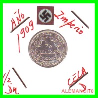 ALEMANIA - GERMANY  -  IMPERIO - DEUTSCHES REICH - 1/2  MARK  SILVER . AÑO 1909 -D  PLATA - 1/2 Mark