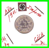 ALEMANIA - GERMANY  -  IMPERIO - DEUTSCHES REICH - 1/2  MARK  SILVER . AÑO 1911 -A  PLATA - 1/2 Mark