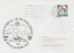 1994 Brindi ITALY NATO SHIP COVER German NAVY In MEDITERRANEAN Ship Lubeck ,stamps - OTAN