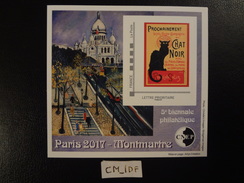 FRANCE 2017 BLOC CNEP PARIS 2017 MONTMARTRE 5 ème BIENNALE PHILATÉLIQUE Lettre Prioritaire " CHAT NOIR " - CNEP