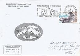 TAAF 1996 Dumont D'Urville Pinguin Husky Dog Expedition Antarctica Cover - Pinguini