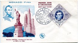 Vr 286  Monaco FdC Abraham Lincoln 3.4.56 - Brieven En Documenten