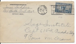 ETATS-UNIS - 1929 - YVERT N°280 SEUL Sur ENVELOPPE De DETROIT => PARIS - Storia Postale