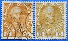 AUSTRIA 2 X 6 H.1908 Mic.143 LEOPOLD II (DIFFERENT COLOURS) - USED - Gebraucht