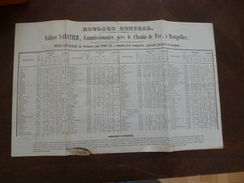 Tarif Grand Format A3 Roulage Général Montpellier I. Sabatier 15/01/1856 - Transports