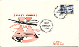 Norway SAS First Flight Scandinavia - West Indies Port Of Spain 1-11-1969 - Lettres & Documents