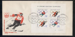 POLAND FDC 1964 RARE WINTER OLYMPICS INNSBRUCK AUSTRIA MS MINIATURE SHEET Snow Sports Ice Figure Skating 1st Luge Event - Winter 1964: Innsbruck