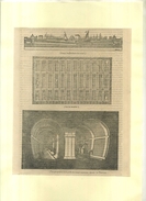 LONDRES . COUPE ET ELEVATION DU TUNNEL SOUS LA TAMISE . GRAVURE SUR BOIS XIXeS. DECOUPEE ET COLLEE SUR PAPIER . - Obras Públicas