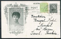 1911 Coronation 1d Stationery Postcard. Adelaide, South Australia Uprated - Bozen Bolzano Austria Tirol Italy - Storia Postale