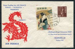 1958 Japan Tokyo - Hamburg Germany Nordpol, Air France Flight Cover - Luftpost