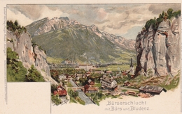 Bludenz-Bürserschlucht Mit Bürs Und Bludenz.Künstler-Litho Signiert Otto Striezel - Bludenz