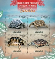 Uganda. 2013 Turtles. Sheet Of 4v + Bl (102) - Turtles