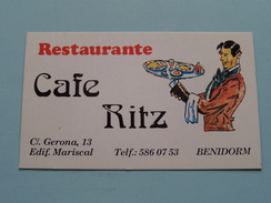 Restaurante Cafe RITZ C/. Gerona 13 Edif. Mariscal BENIDORM / 19?? ( Details Zie Foto´s) ! - Tarjetas De Visita