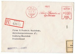 Norwegen, Ganzstück. Einschreiben, 1954. Mit Kontrollmarken Des Zolls. - Storia Postale