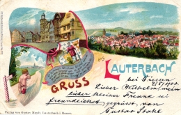 Lauterbach, Farb-Litho, 1900 Von Giessen Nach Tübingen Versandt - Lauterbach