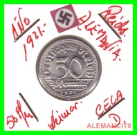 GERMANY - WEIMAR REPUBLIC - 50 PFENNIG - AÑO 1921-D  Aluminum - 50 Rentenpfennig & 50 Reichspfennig