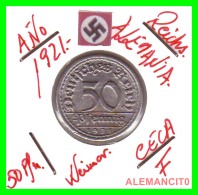 GERMANY - WEIMAR REPUBLIC - 50 PFENNIG - AÑO 1921-F  Aluminum - 50 Renten- & 50 Reichspfennig