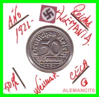 GERMANY - WEIMAR REPUBLIC - 50 PFENNIG - AÑO 1921-G  Aluminum - 50 Rentenpfennig & 50 Reichspfennig