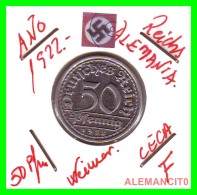 GERMANY - WEIMAR REPUBLIC - 50 PFENNIG - AÑO 1922-F  Aluminum - 50 Renten- & 50 Reichspfennig