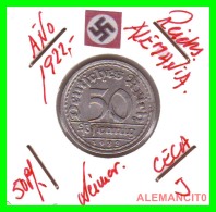 GERMANY - WEIMAR REPUBLIC - 50 PFENNIG - AÑO 1922-J  Aluminum - 50 Renten- & 50 Reichspfennig