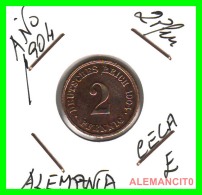 GERMANY -  IMPERIO - DEUTSCHES REICH - 2 Pfn. AÑO 1904-E -  Copper, 20 Mm. - 2 Pfennig