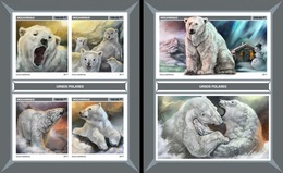 Mozambico 2017, Animals, Polar Bears, 4val In BF +BF IMPERFORATED - Arctische Fauna