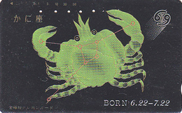 RARE Télécarte Japon LAQUE & OR / 110-011 - ZODIAQUE - CANCER - CRABE CRAB LACK & GOLD Horoscope Japan Phonecard - 951 - Zodiaque